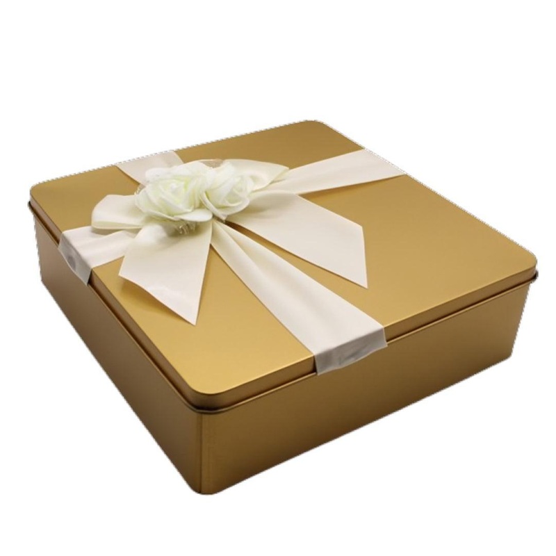 Gold Square Empty Decorative Tin Box | Gift Box | Chocolate Box | Sweet Box | Jewellery Box | Luxury Box | Pack of 2