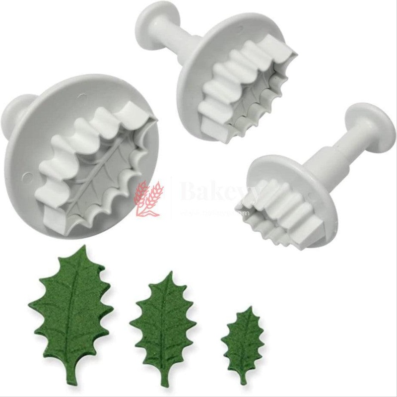 Veined Leaf Plunger Cutters| Set of 3 (Small, Medium, Large)| For Cake Decorating, Fondant, and Cookie