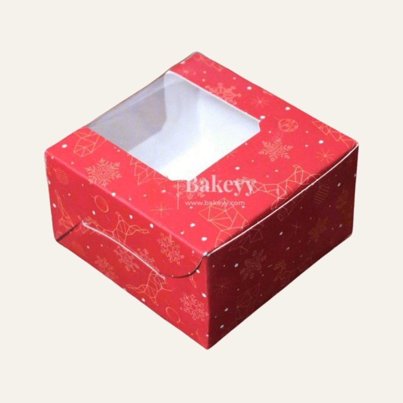 1 Brownie Box Red | With Window | 1 Ladoo box