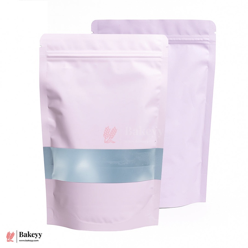 1 kg | Zip Lock Pouch |Pink Color With Window | 17x26 CM | Standing Pouch | 110 GSM | Pack of 100