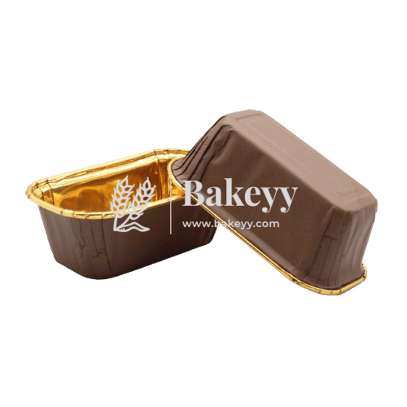 100 g Gold Bake and Serve Rectangle Mould | Brown | Paper Baking Mould | Plum Cake Bar Mould | Pack of 50