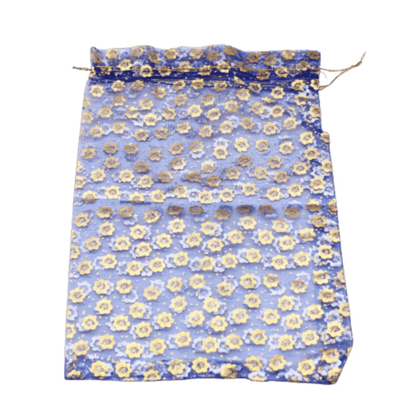 10x14 cm | Printed Organza Potli Bags | Pack of 70 |Blue Colour | Candy Bag |