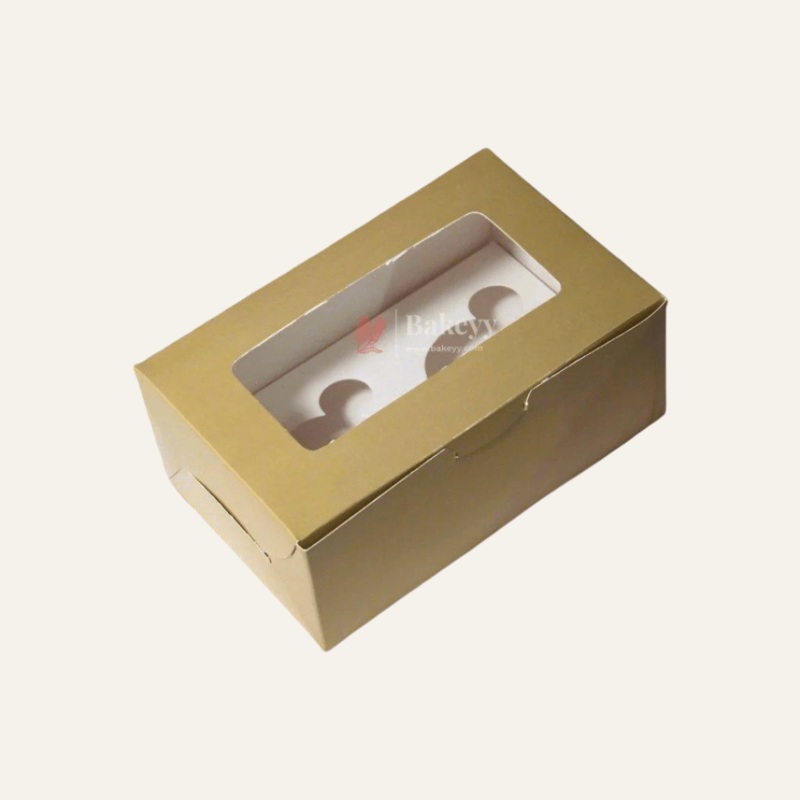 2 Cupcake Box | With Window On The Top | GOLD Color |