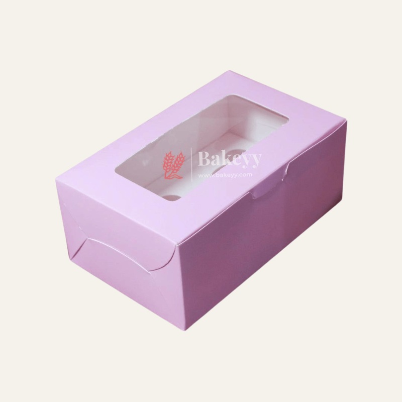 2 Cupcake Box | With Window On The Top | Pink Color |