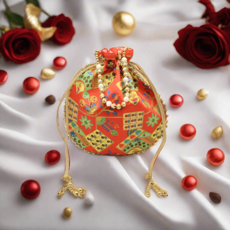 20x24 CM Fancy Potli Bag Return Gifts For Ladies |  Plain MultiColour
