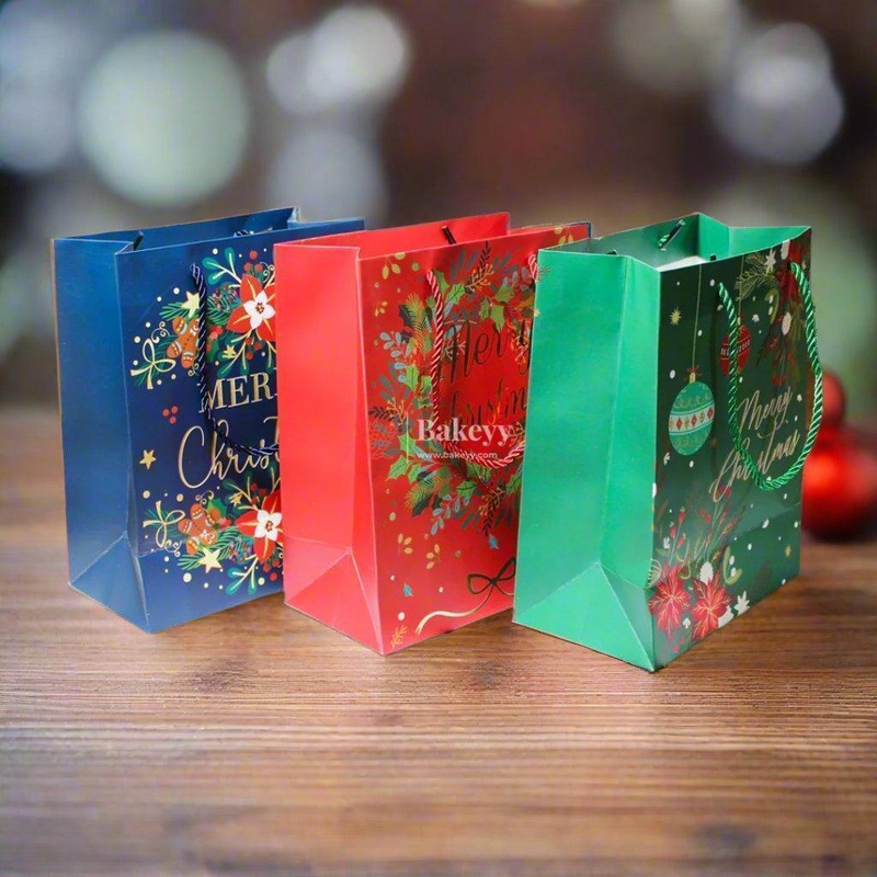 23x18x10cm And 40x30x12cm Merry Christmas Design Gift Paper Bag |Pack of 12|
