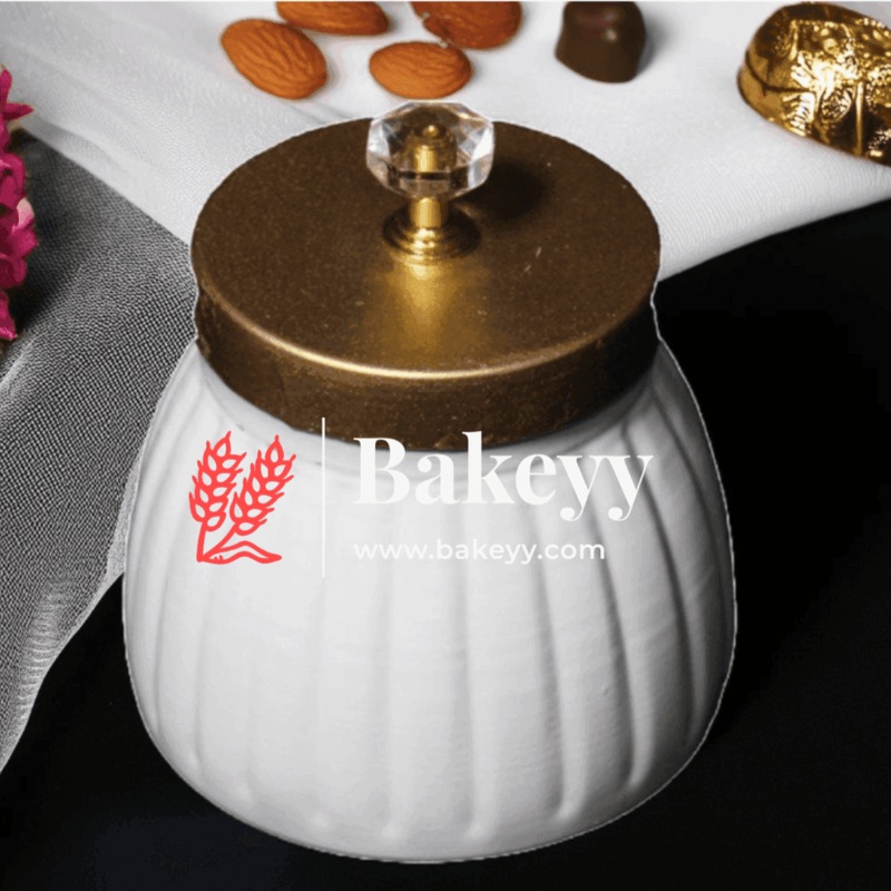 3.5 Inch|White Metal Dry Fruit Jar |Dry Fruit Jar for Gifting| Multipurpose Jar| Perfect for Candy Storage, Small Cookies| 1 Piece