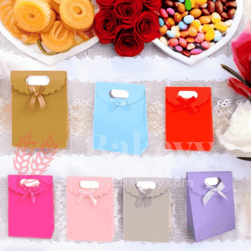 3x4 Inch | Plain Paper D Cut Bags Pack of 12 | Elegant Gift Bags with Ribbon