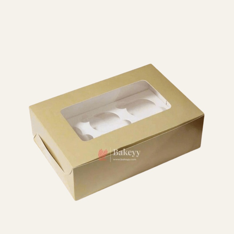 6 Cupcake Box | With Window | Gold Color |