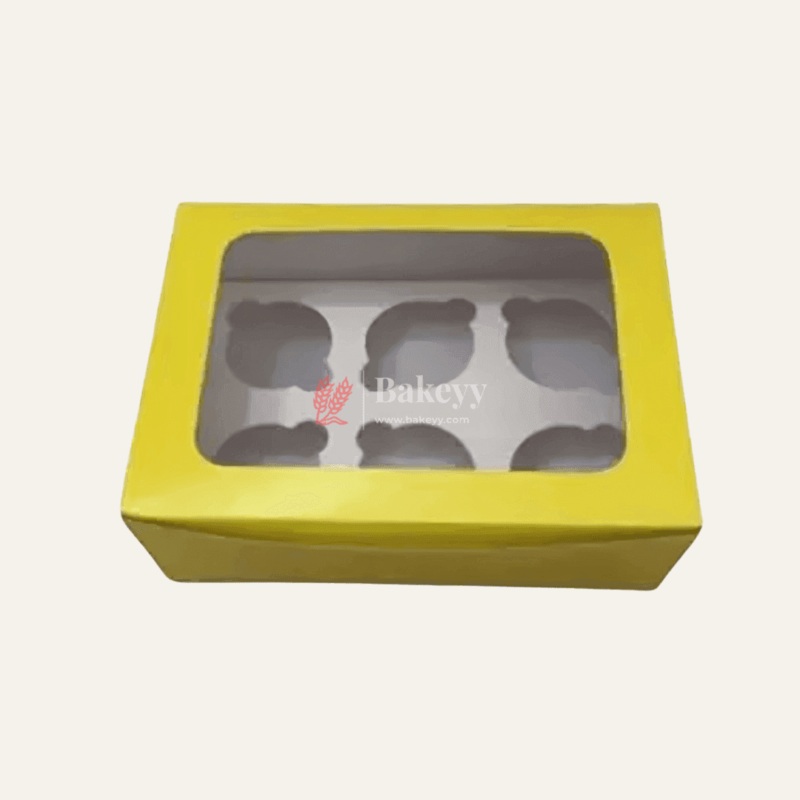 6 Cupcake Box | With Window | Yellow Color |