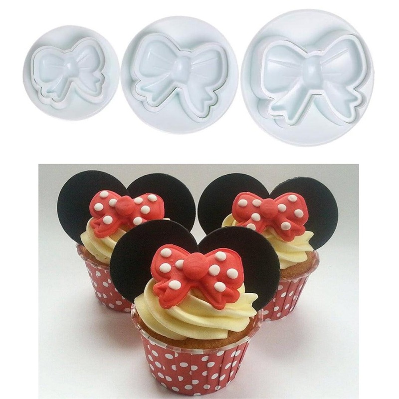 Bow Plunger Cutters  (Set of 3) for Fondant, Cookie, and Cake Decoration