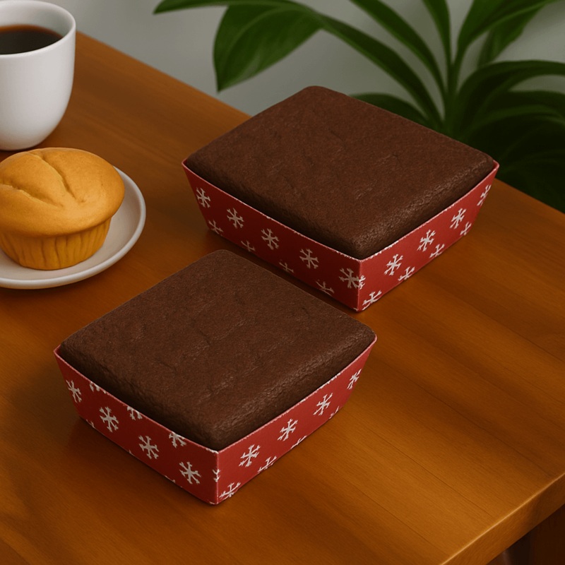 Brownie Bake N Serve Paper Trays | Pack of 50 | Floral Print Square Cups in Red, Blue & Brown for Elegant Baking & Serving