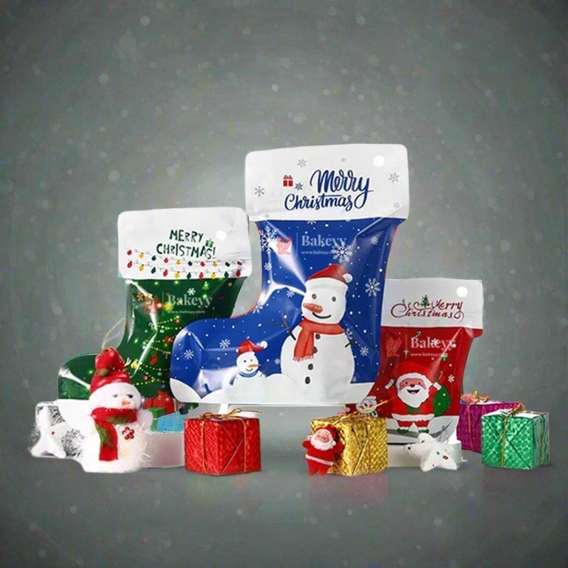 Christmas Fancy Ziplock Stocking Gift Bags  Pack of 50: Perfect for Holiday Gifting