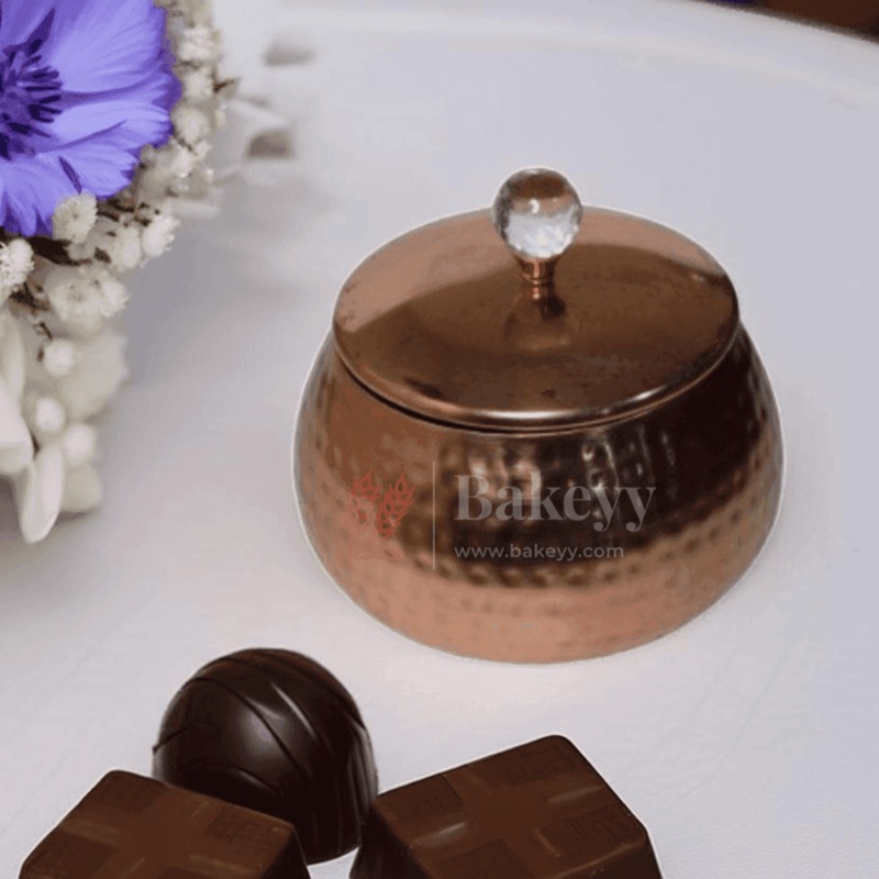 Copper Storage Jar with Crystal Knob