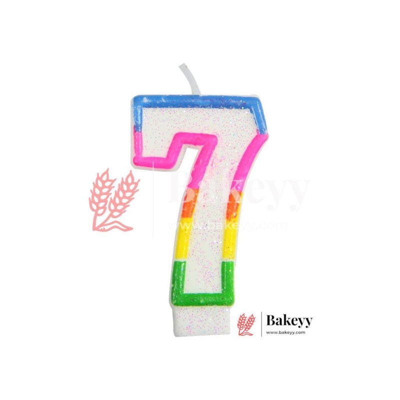 Number 7 Rainbow Candle | 1 pcs | For Birthday, Wedding Party & Cake Decoration