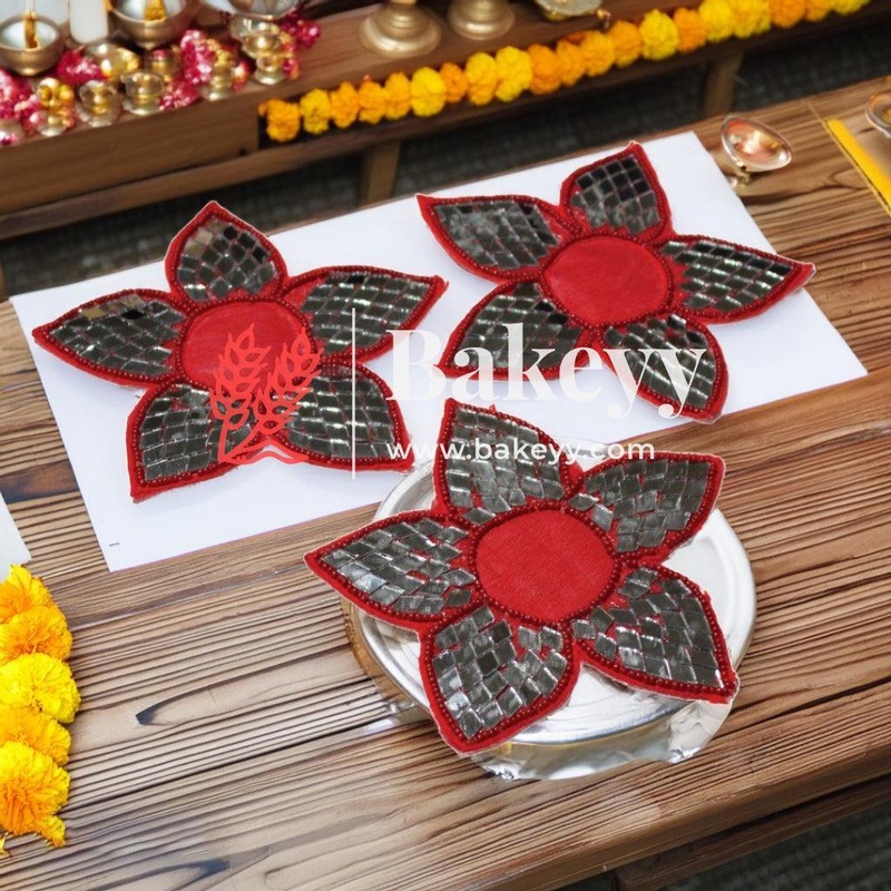 Rangoli Diya Mat | Red Color | (Pack Of 1)