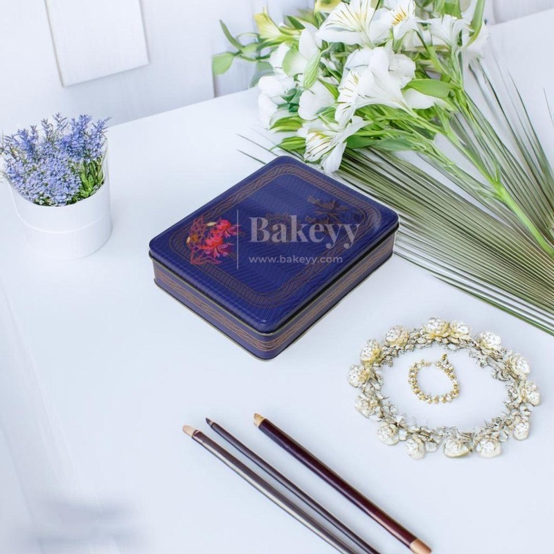 Rectangle Printed Tin Box| 10x15.5cm| Perfect for Gifting Sweets, Chocolates, Dry Fruits| Storage Solution for Jewellery| 1 Piece