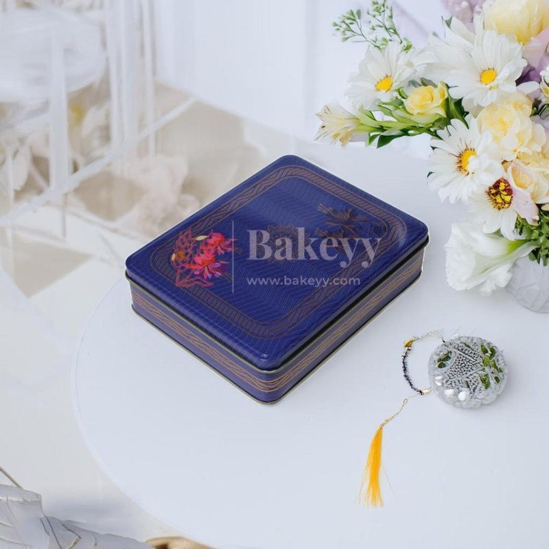 Rectangle Tin Box| 18.5x14.5 cm| Perfect for Gifting Chocolates, Sweets, Dry Fruits| Storage Solution for Jewellery| 1 Piece