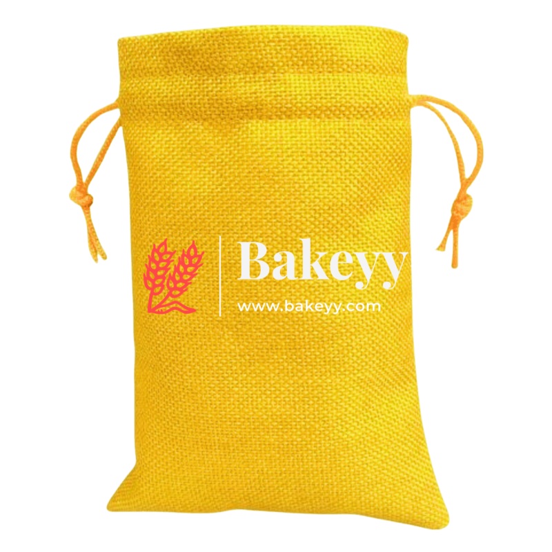 Yellow Jute Potli Bag | Gift Return Gifts Bags | Drawstring Bags | (Pack of 10)
