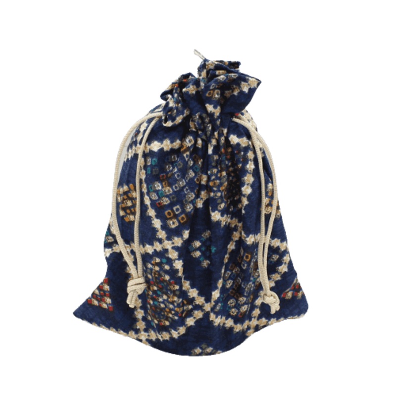 10x14 CM Bandhini Potli Bag Return Gifts For Ladies | Navy Blue Colour | Pack Of 10