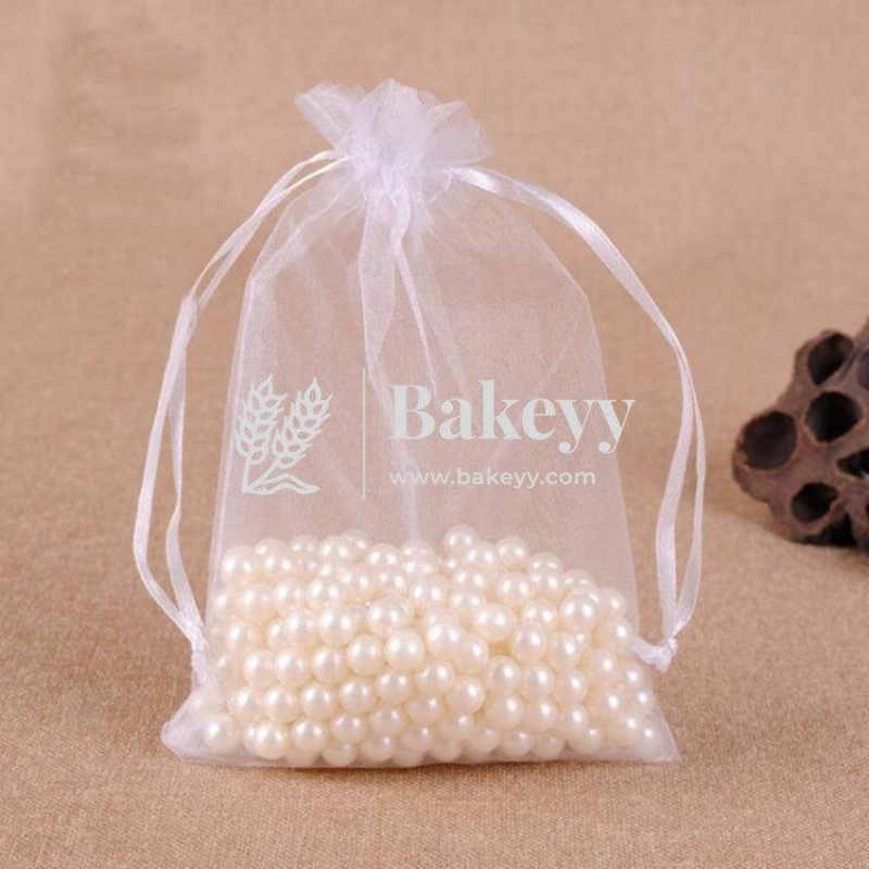 10x14 CM | Organza Potli Bags | White Colour | Candy Bag| Pack of 99