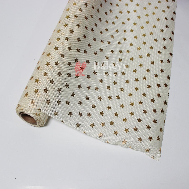 2.7 Mtrs Gold Glitter Star Mesh Fabric Roll  Elegant Material for Crafting and Decoration |Jute Net|