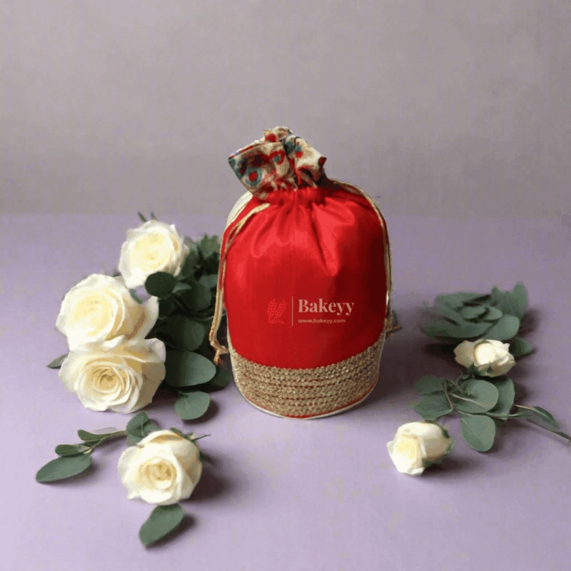 20x24 CM Design Potli Bag  |  Red colour | Pack Of 10