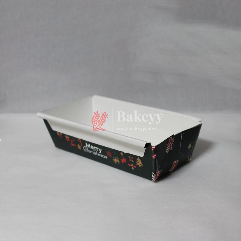 250 g | Brown | With Christmas Design  Bake and Serve Rectangle Mould | Christmas Design Mould | Paper Baking Mould | Plum Cake Bar Mould | Pack of 50