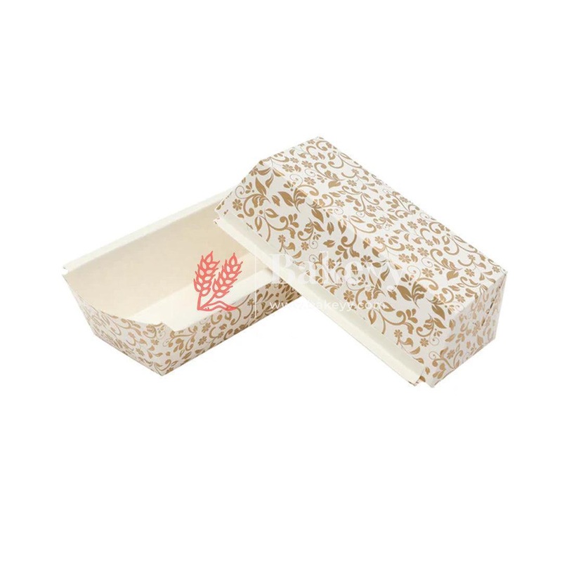 250g | Floral Print Golden Design | Bake and Serve | Pack of 50 | Plum Cake Mould | Bar Cake Mould