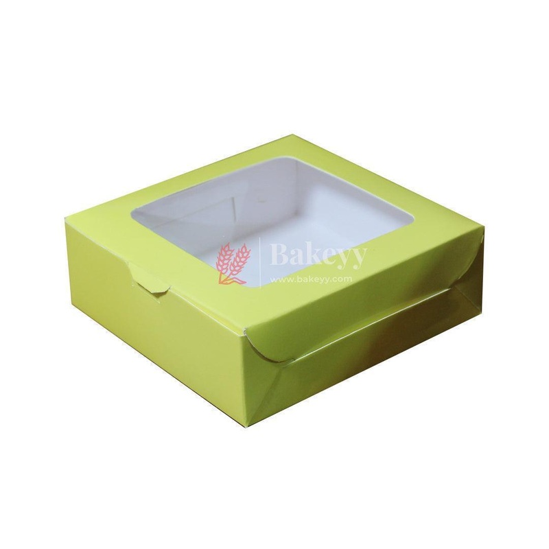4 Macaron Box| Yellow Color | With Window