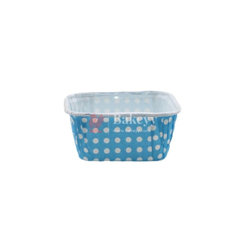 6.5x6.5x3.5 cm Brownie Bake N Serve Mould | Blue Color with Dotted | Pack of 50