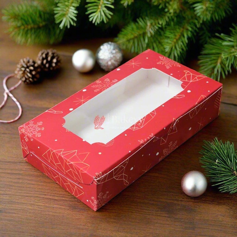6 Macron Box | Christmas Red | With Window