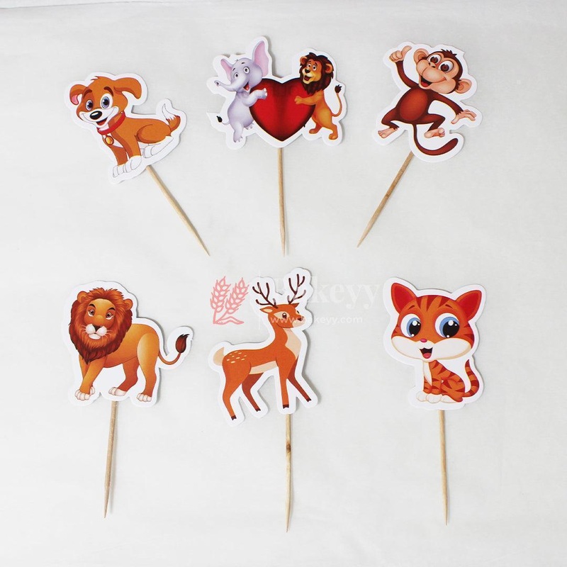 6pcs Animal theme Birthday Cake Topper| Cupcake Toppers| Bday Decorations Items