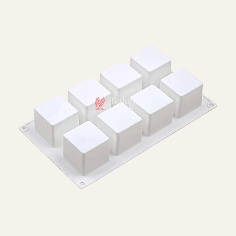 8 CAVITIES - Square Silicone Mould, Mousse Cake Baking Moulds