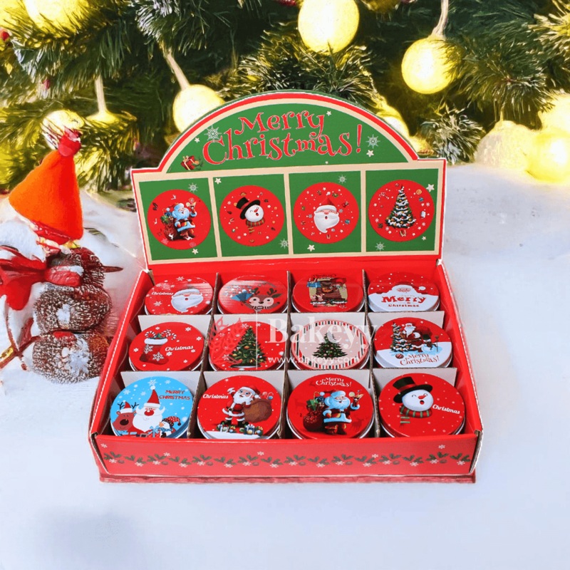 Christmas Decorative Tin Box Candle Tin | Mix Design Tin | Gift Box |  Empty Decorative Tin Box | Luxury Box | Pack of 12