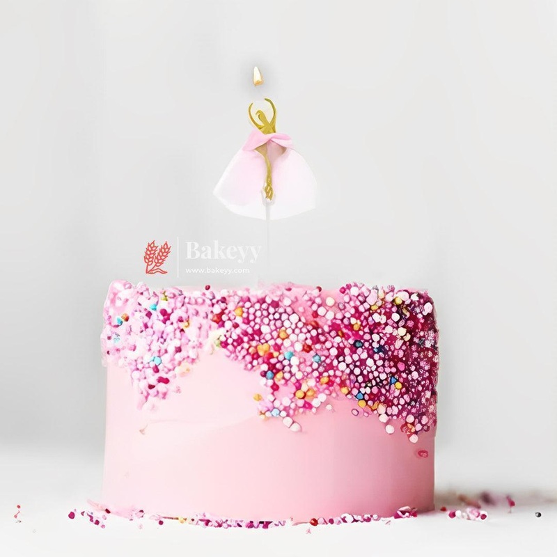 Elegant Ballerina Cake Candle Topper | Gold & Pink Design| (Pack Of 1)