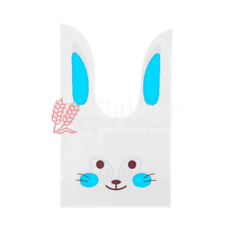 Medium | Rabbit Ear Candy Gift Bags | Sky Blue | Cute Plastic Bags | Bunny Party Favors | Pack of 50