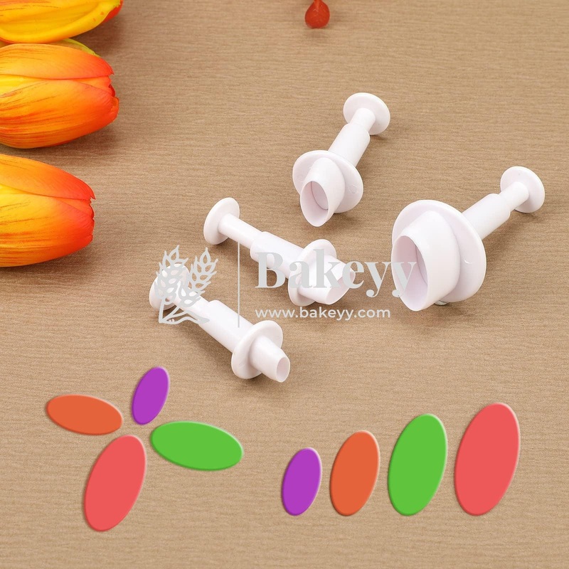 Oval Plunger Cutter| Plastic Cutter | Perfect for Decorating Cakes, Fondant Cutting| Set of 4 Cutters