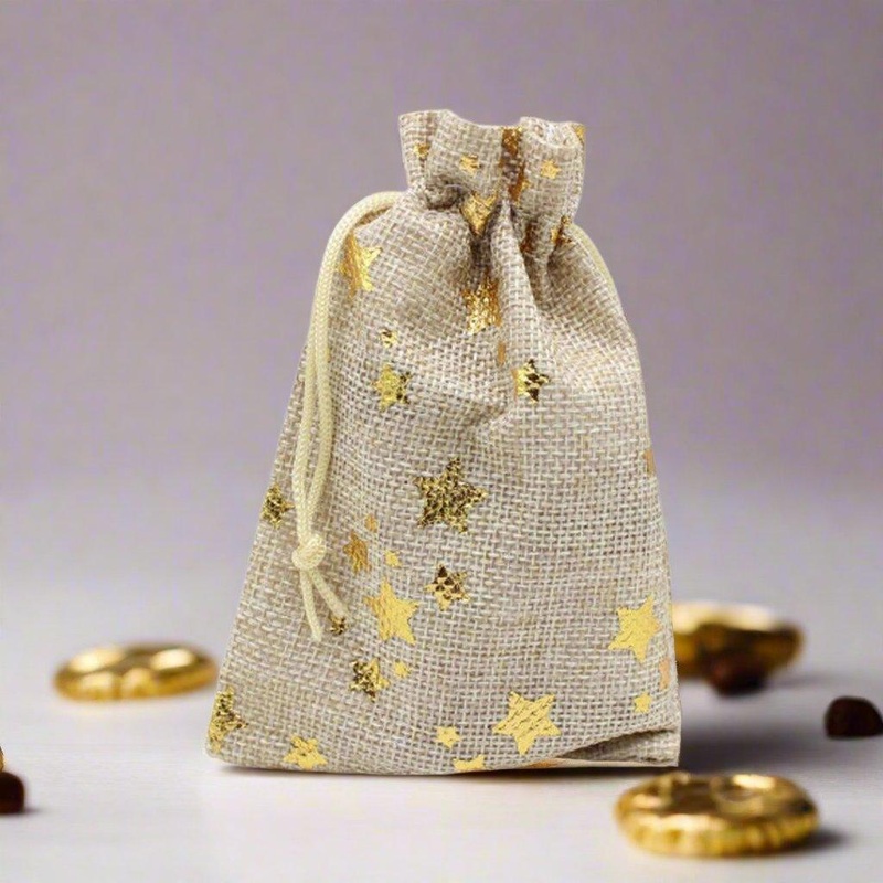 10x14 CM | Original  Printed | Printed Potli Jute Bag | Gift Return Gifts Bags |  Drawstring Bags | Pack Of 10