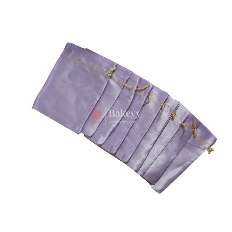10x14 cm | Satin Potli Bags| Lavender Colour | Elegant Drawstring Pouches| for Gifting and Storage|