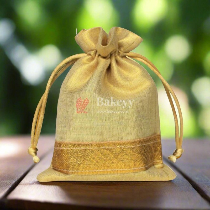 10x14 CM | VIP Gold Drawstring Gift Bag | Potli Bag