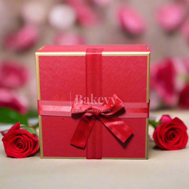 15.5x6.5x14 cm Valentine Gift | SQUARE Shape Gift Box with Ribbon | Black | Grey | Pink | Maroon | Red | White