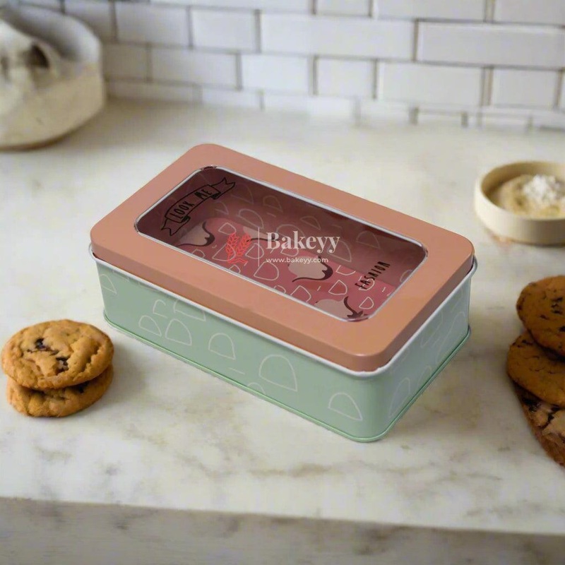 17x10x5.5cm | Aesthetic Tin Box with Minimalist Design With Transparent Lid | Mixed Design | Pack of 4