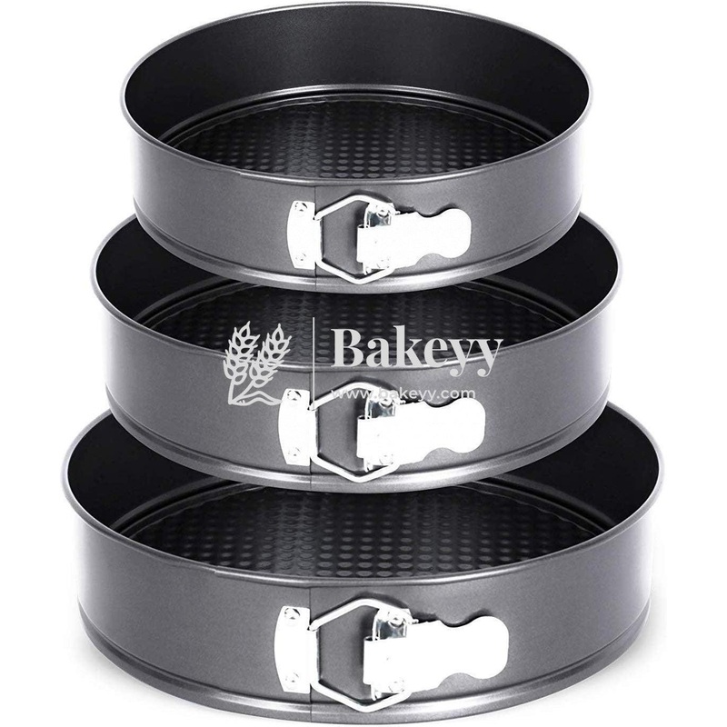 18cm, 20cm, 22cm Tin Cake Mould Mould Round Shape Making Tray| 3-Pieces | Black | Non Stick