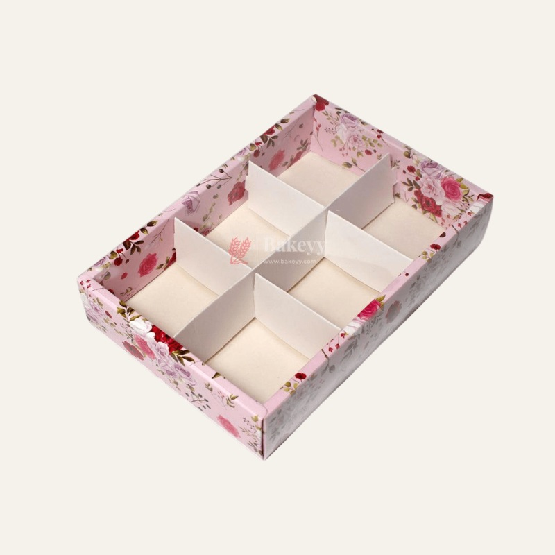 6-Cavity Floral Gift Box | Pack of 10 | Perfect for Valentine's Day Treats | Brownie Box |chocolates, candies, and desserts |