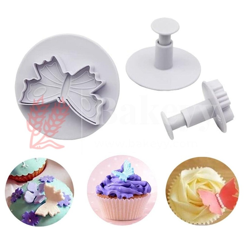 Butterfly Plunger Cutter | 3 Pcs Set| Perfect for Cake Decoration, Fondant, DIY Crafts Project