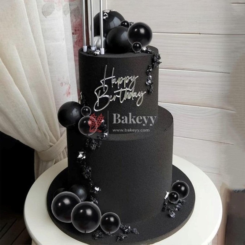 Faux Ball Black Round Ball Topper For Cake and Cupcake Decoration