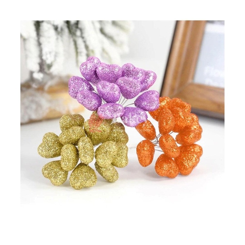 Faux Ball Glitter Heart Topper For Cake and Cupcake Decoration
