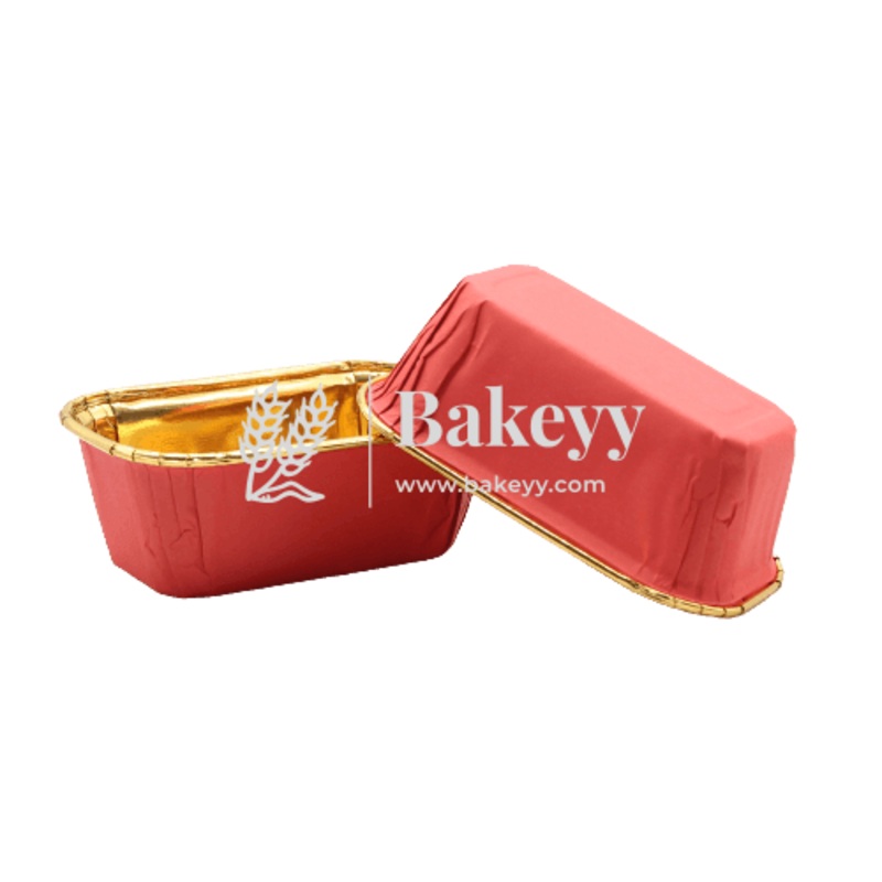 Gold Bake and Serve Rectangle Mould 100 g | Paper Baking Mould | Plum Cake Bar Mould | Pack of 50
