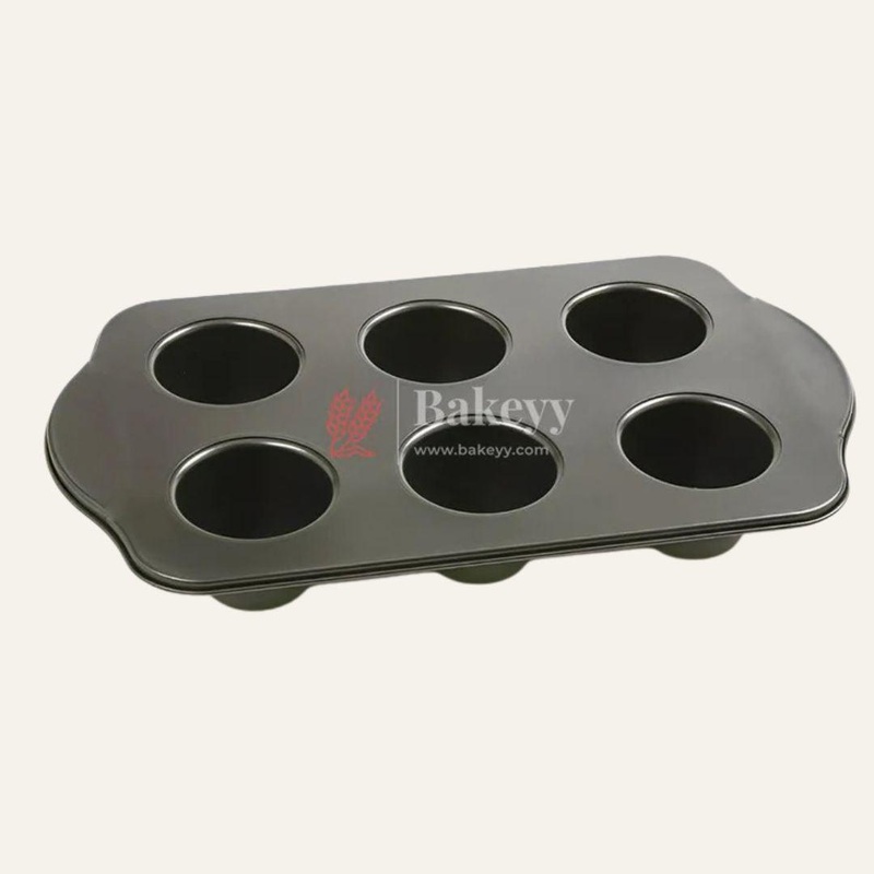 Non-Stick 6-Cup Muffin Tray |Premium Bakeware for Perfect Cupcakes & Muffins | Baking Cupcake | Non-Stick Mould | Reusable Tray Pan Mould | Non-Stick (Black)